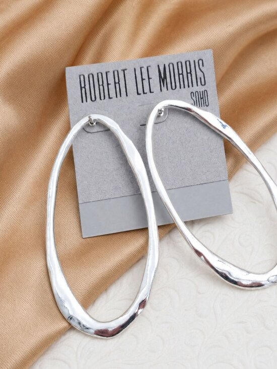 Robert Lee Morris Jewelry - Robert Lee Morris Soho Silver Oval Hoop Earrings